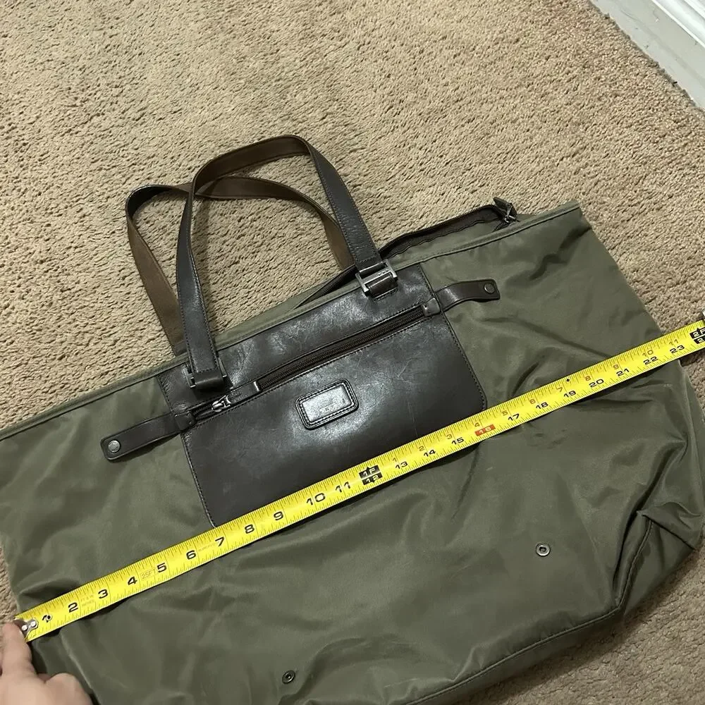 Tumi Pack-a-Way 100% Nylon Taupe Tote with Brown Leather Accents and Handles